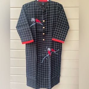 Indian kurti black checkered with embroidery size L
